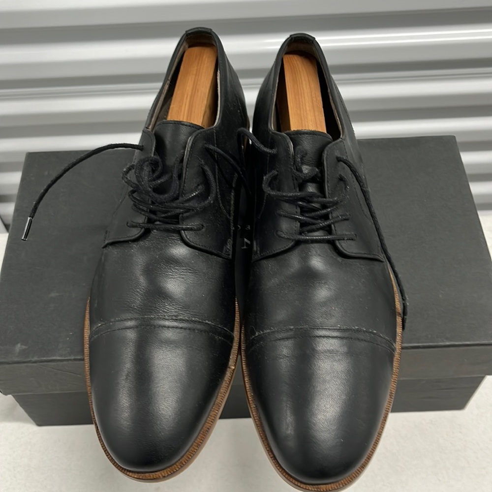 Aston Grey black cap toe shoes